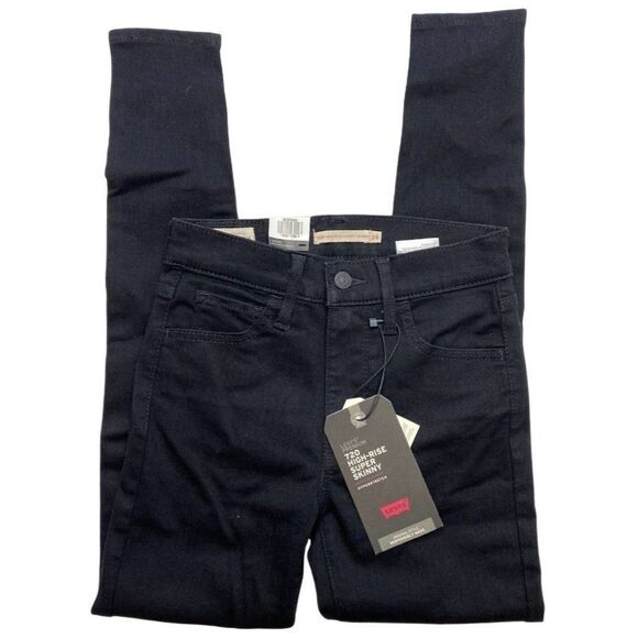 Levi's Denim - Levi's Premium 720 Super Skinny Jeans‎ Women's 24 XS Black High-Rise NEW